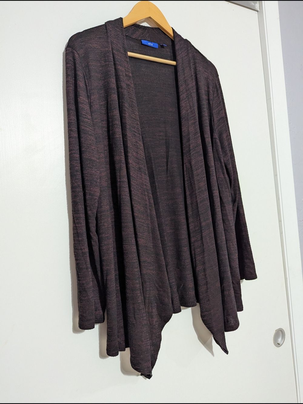 Apt. 9 Brown Heather Open-Front Draped Cardigan